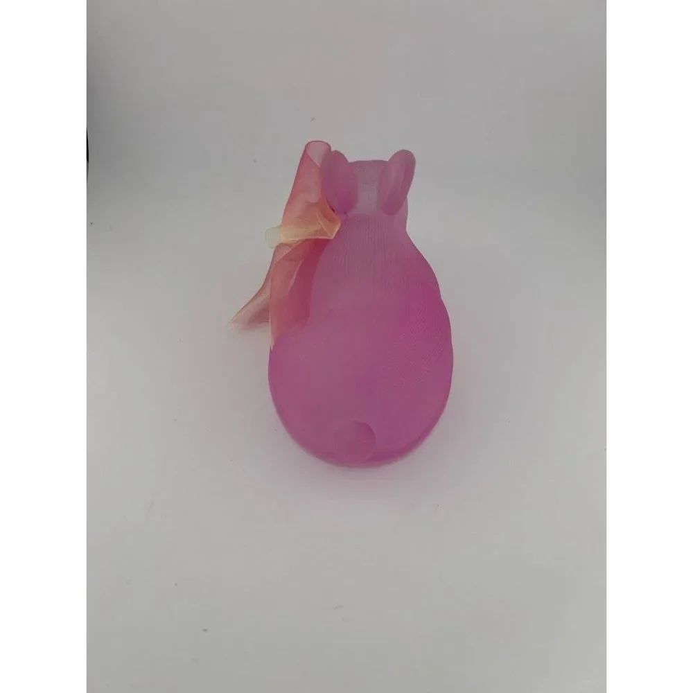 Pink Glass Easter Bunny Textured Decorative With Bow‎